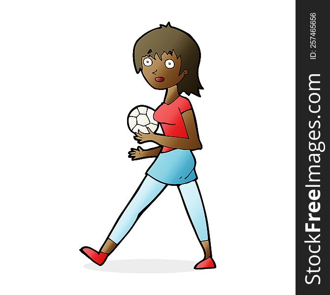 cartoon soccer girl