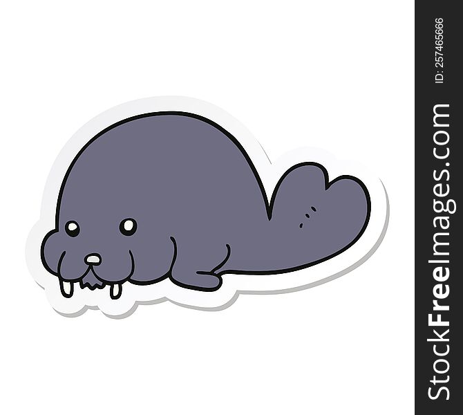 Sticker Of A Cute Cartoon Walrus