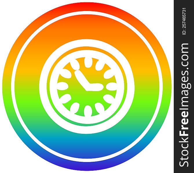 Wall Clock Circular In Rainbow Spectrum