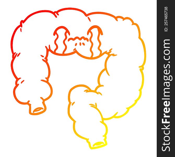 warm gradient line drawing of a cartoon colon