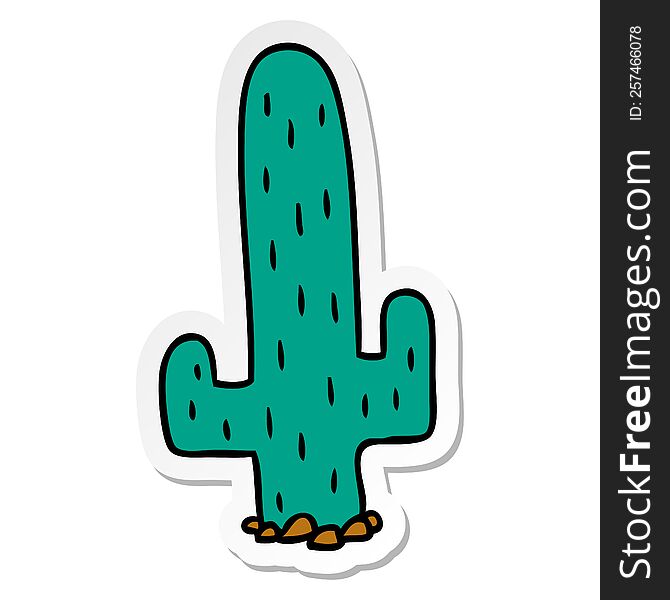 Sticker Cartoon Doodle Of A Cactus