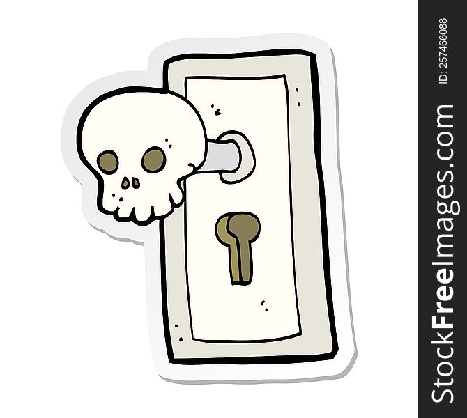 Sticker Of A Cartoon Spooky Door Knob