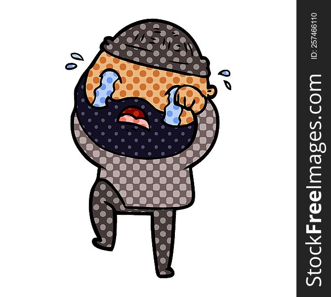 cartoon bearded man crying and stamping foot. cartoon bearded man crying and stamping foot