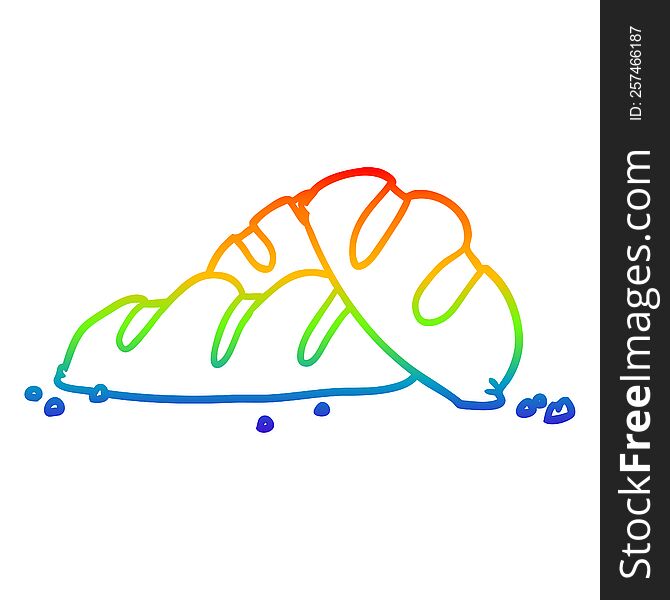 Rainbow Gradient Line Drawing Loaves Of Freshly Baked Bread