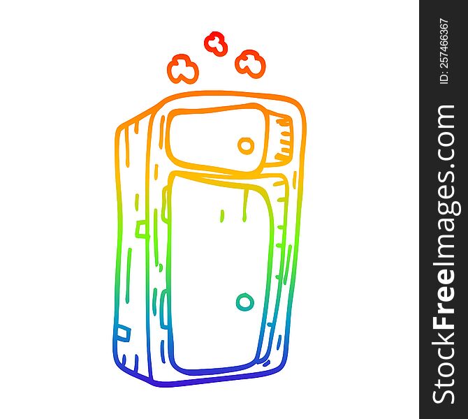 rainbow gradient line drawing of a cartoon dusy cabinet