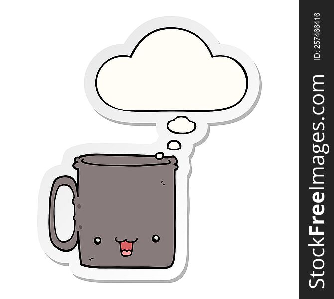 Cartoon Cup And Thought Bubble As A Printed Sticker