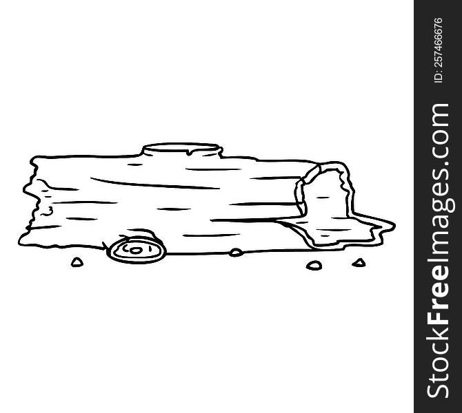 Line Drawing Doodle Of A Tree Log