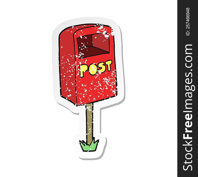 retro distressed sticker of a cartoon post box