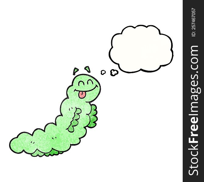 freehand drawn thought bubble textured cartoon caterpillar