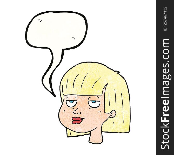 Speech Bubble Textured Cartoon Female Face