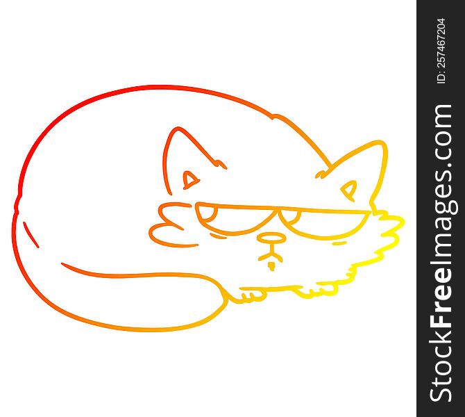 Warm Gradient Line Drawing Cartoon Suspicious Cat