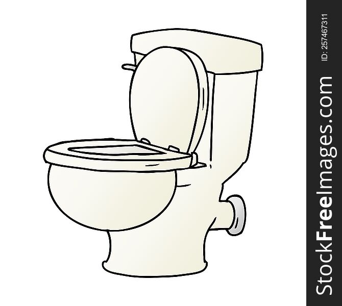 hand drawn gradient cartoon doodle of a bathroom toilet