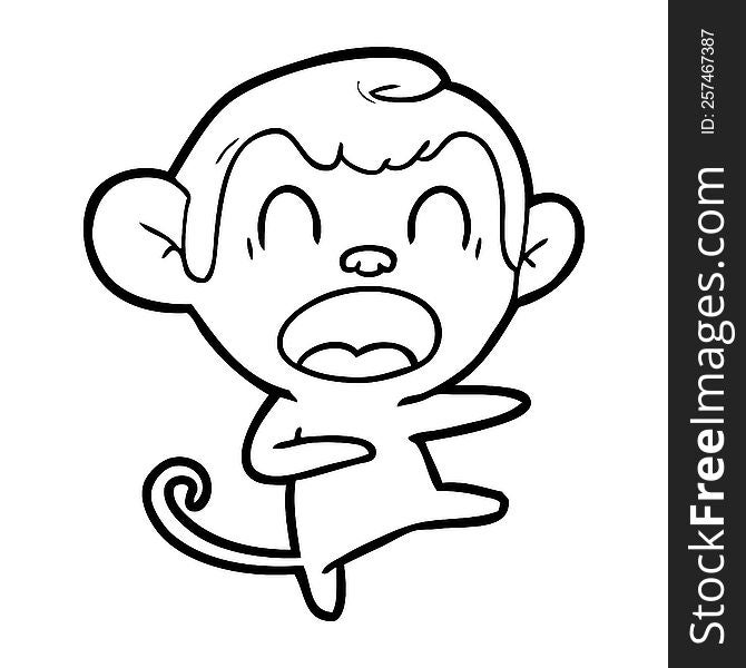 shouting cartoon monkey dancing. shouting cartoon monkey dancing