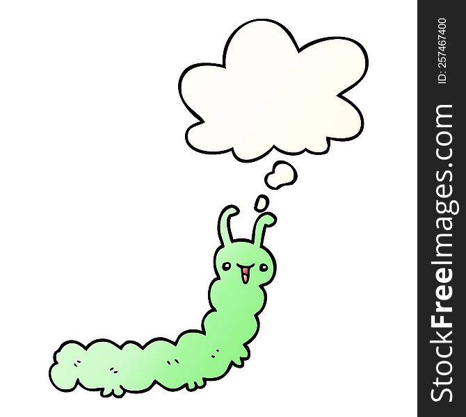 cartoon caterpillar with thought bubble in smooth gradient style