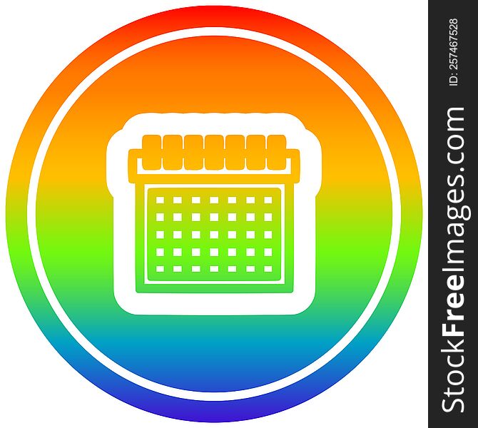 Monthly Calendar Circular In Rainbow Spectrum