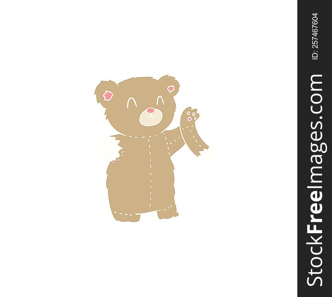 Flat Color Style Cartoon Teddy Bear With Torn Arm