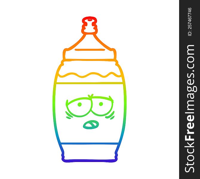 rainbow gradient line drawing of a cartoon sports drink