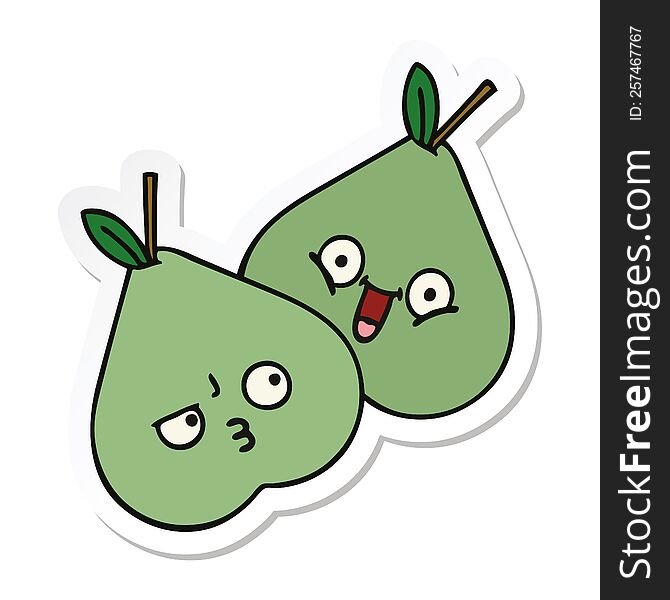 sticker of a cute cartoon green pears