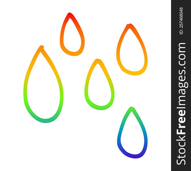 rainbow gradient line drawing of a cartoon rain drop