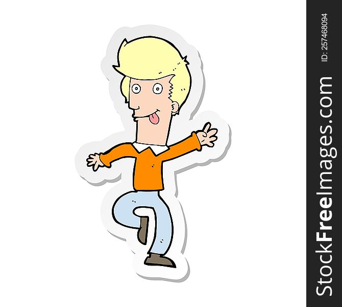 Sticker Of A Cartoon Man Dancing