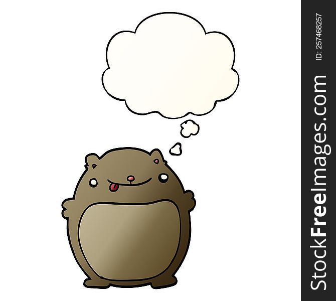 Cartoon Fat Bear And Thought Bubble In Smooth Gradient Style
