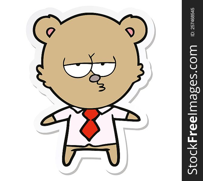 sticker of a bear boss cartoon