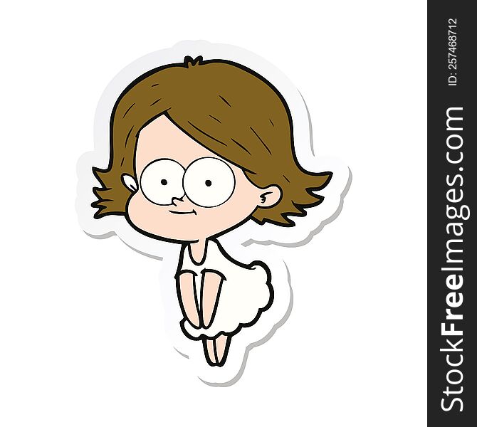 sticker of a happy cartoon girl