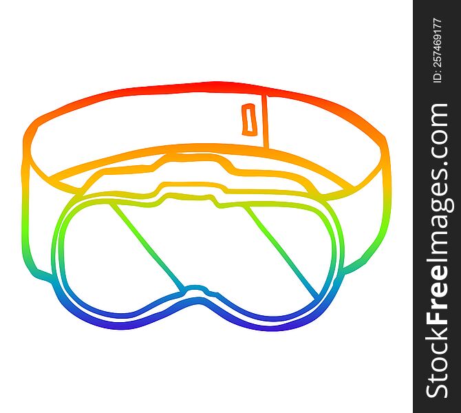 Rainbow Gradient Line Drawing Cartoon Goggles