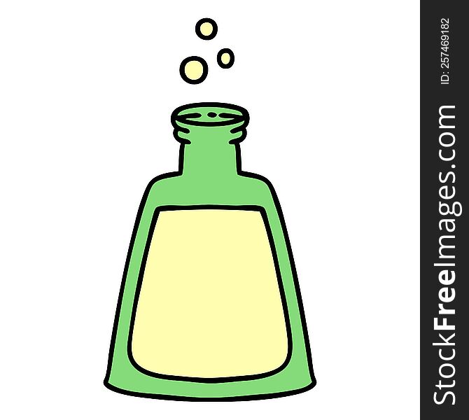 cartoon bubbling potion bottle