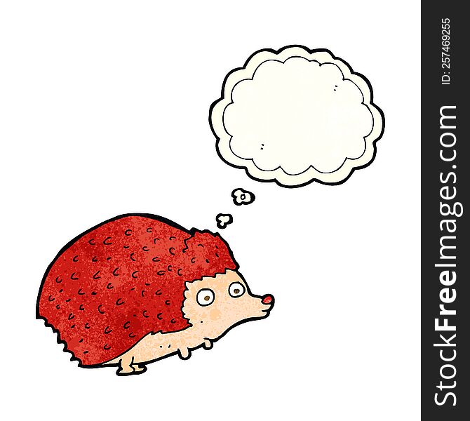 cartoon hedgehog with thought bubble