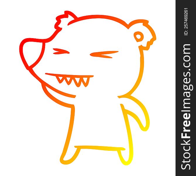 Warm Gradient Line Drawing Angry Polar Bear Cartoon
