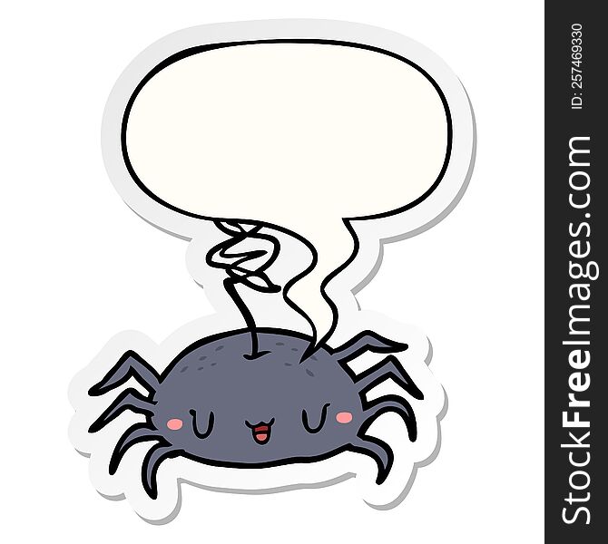 Cartoon Halloween Spider And Speech Bubble Sticker