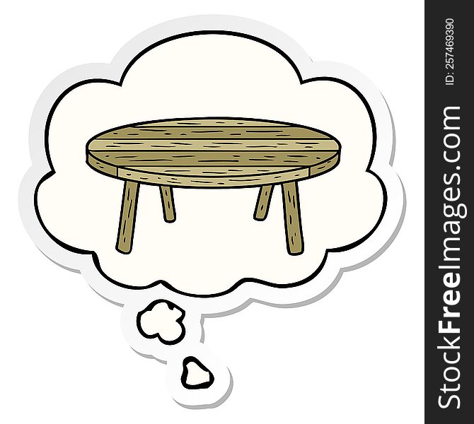 Cartoon Table And Thought Bubble As A Printed Sticker