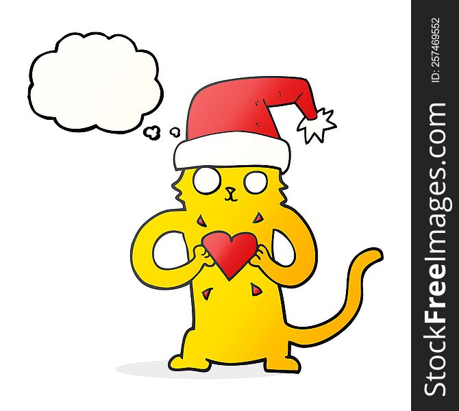 Thought Bubble Cartoon Cat Loving Christmas