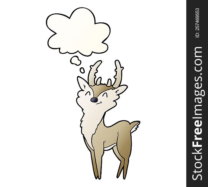 Cartoon Happy Stag And Thought Bubble In Smooth Gradient Style