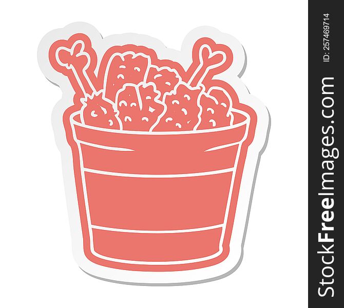 cartoon sticker bucket of fried chicken
