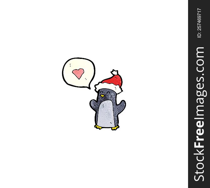 cartoon penguin with love heart
