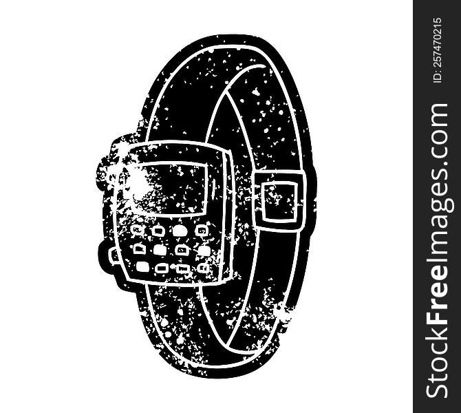 Grunge Icon Drawing Of A Retro Watch