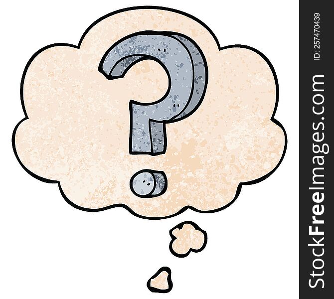 cartoon question mark with thought bubble in grunge texture style. cartoon question mark with thought bubble in grunge texture style