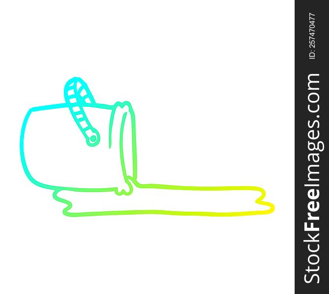 cold gradient line drawing of a cartoon bucket