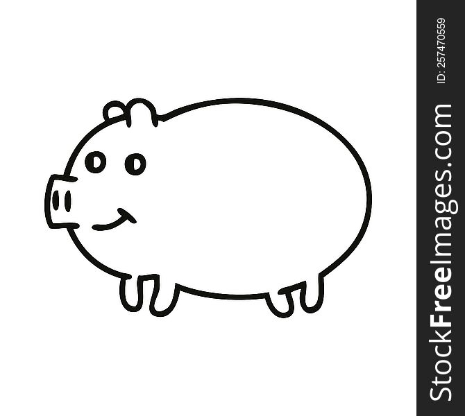 Line Drawing Cartoon Pig