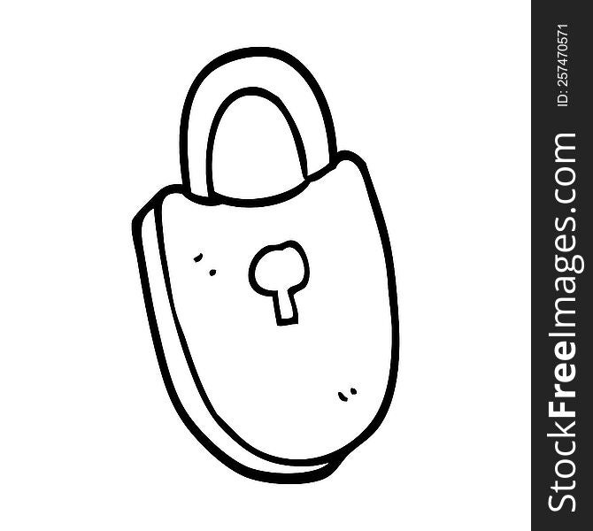 line drawing cartoon locked padlock