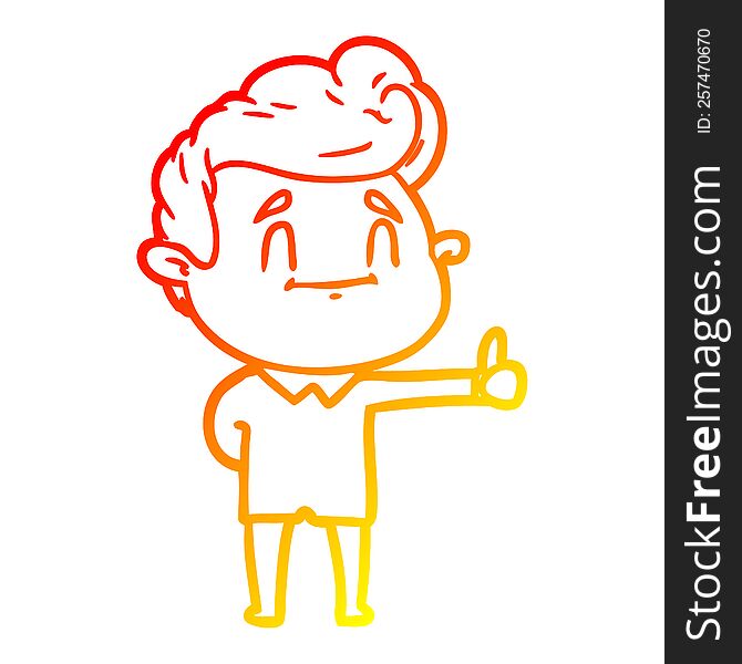 warm gradient line drawing of a happy cartoon man giving thumbs up