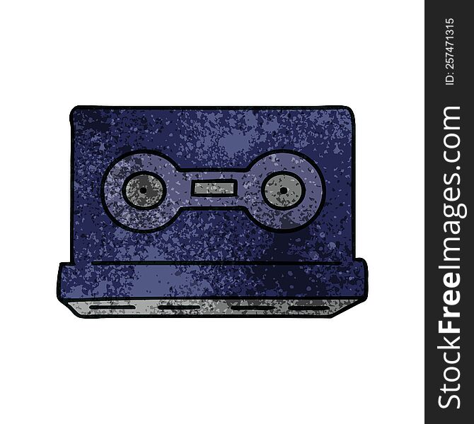 hand drawn textured cartoon doodle of a retro cassette tape