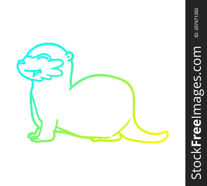 cold gradient line drawing laughing otter cartoon