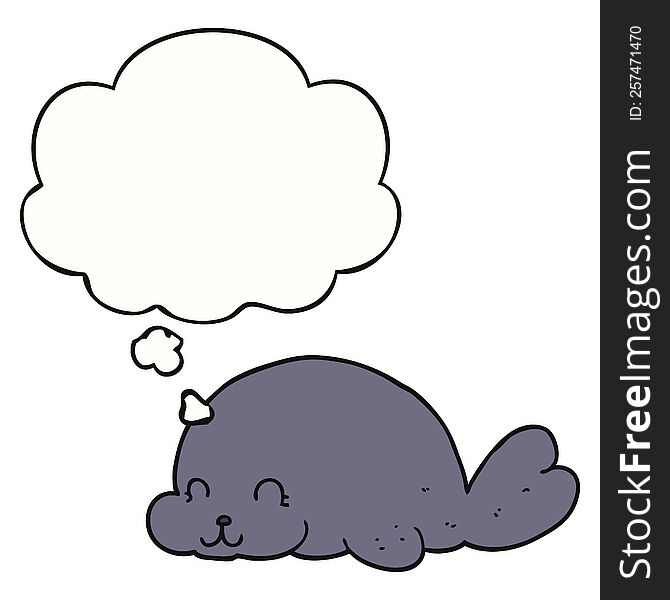 Cute Cartoon Seal And Thought Bubble