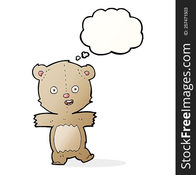 Cartoon Dancing Teddy Bear With Thought Bubble