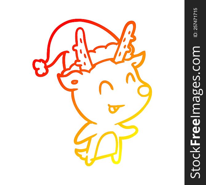 Warm Gradient Line Drawing Christmas Reindeer