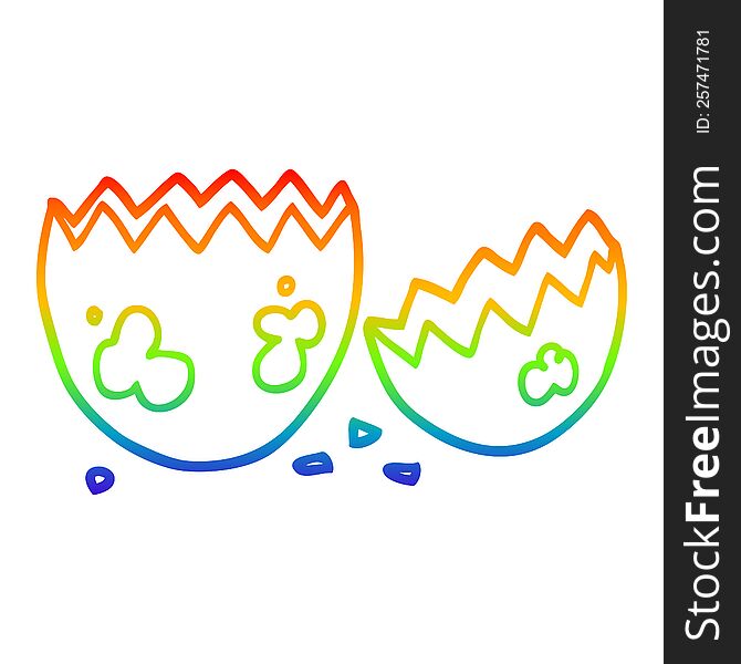 Rainbow Gradient Line Drawing Cartoon Cracked Egg