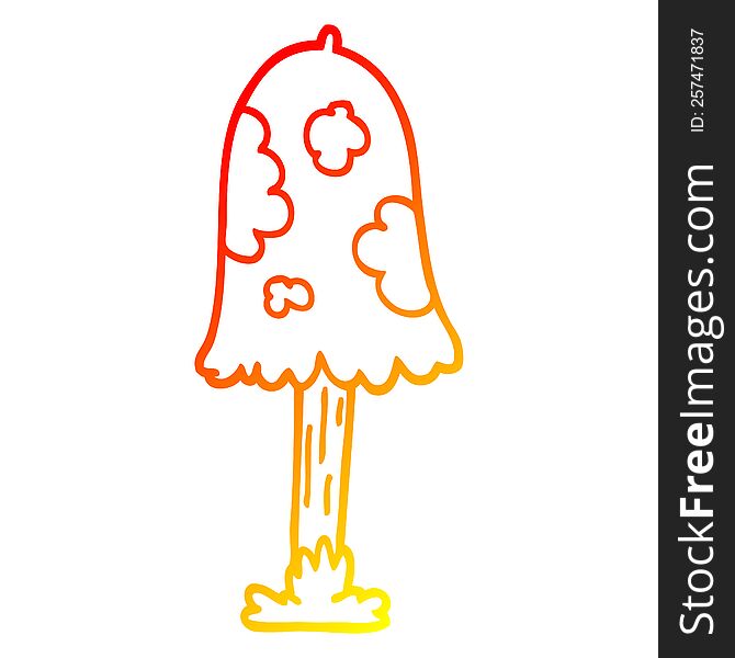 Warm Gradient Line Drawing Cartoon Mushroom